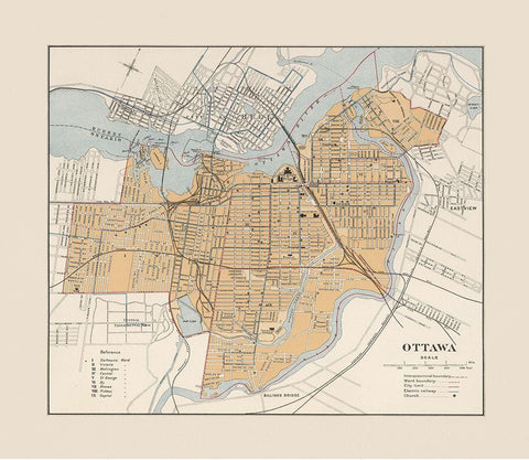 Ottawa Canada - Chalifour 1915 Black Ornate Wood Framed Art Print with Double Matting by Chalifour