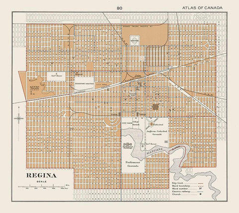 Regina Canada - Chalifour 1915 Black Ornate Wood Framed Art Print with Double Matting by Chalifour