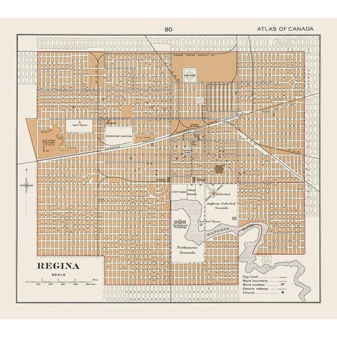 Regina Canada - Chalifour 1915 Black Modern Wood Framed Art Print by Chalifour