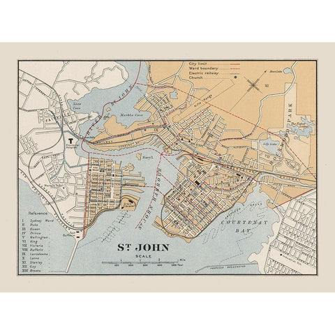St John Canada - Chalifour 1915 Black Modern Wood Framed Art Print with Double Matting by Chalifour