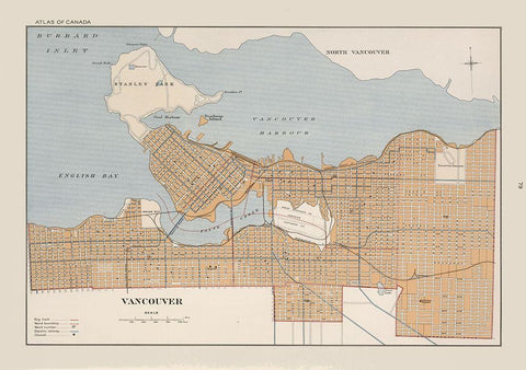 Vancouver Canada - Chalifour 1915 White Modern Wood Framed Art Print with Double Matting by Chalifour