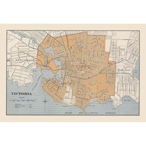 Victoria Canada - Chalifour 1915 Black Modern Wood Framed Art Print with Double Matting by Chalifour