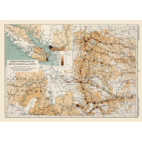 Alberta Canada 1911 British Columbia Black Modern Wood Framed Art Print with Double Matting by Chalifour