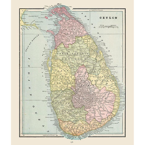 Asia Sri Lanka - Cram 1892 Black Modern Wood Framed Art Print with Double Matting by Cram