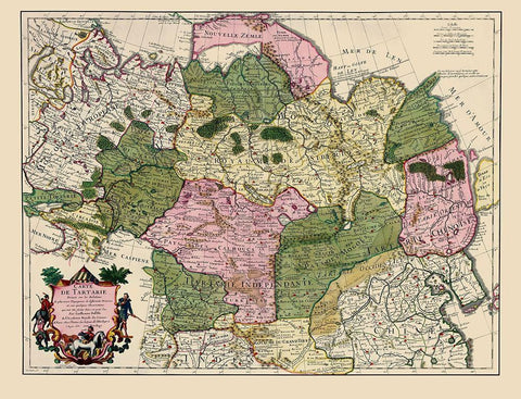 Asia China Russia - De Lisle 1706 White Modern Wood Framed Art Print with Double Matting by De L''isle