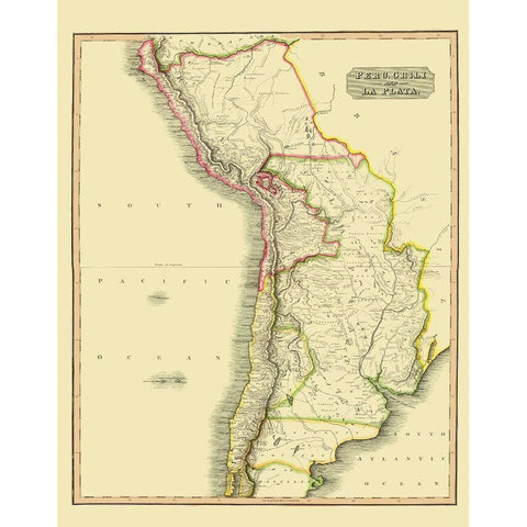 South America Chile Bolivia Argentina Peru Gold Ornate Wood Framed Art Print with Double Matting by Thomson