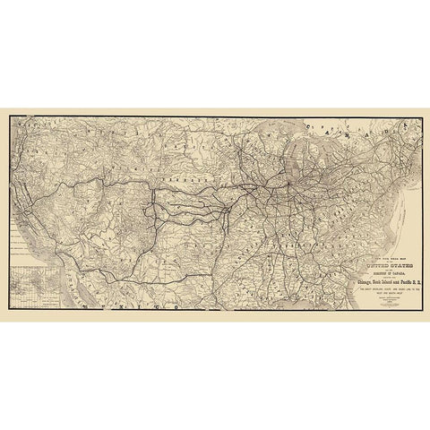 Chicago, Rock Island and Pacific Railroad 1879 White Modern Wood Framed Art Print by Heubach