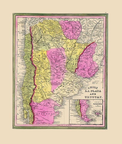 South America Uruguay - Mitchell 1846 White Modern Wood Framed Art Print with Double Matting by Mitchell