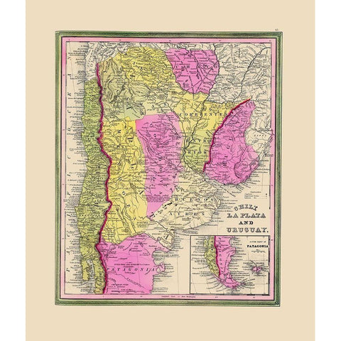South America Uruguay - Mitchell 1846 Black Modern Wood Framed Art Print by Mitchell
