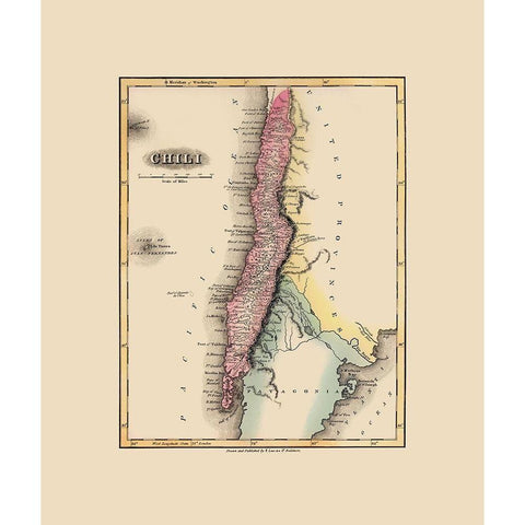 South America Chile - Lucas 1823 Black Modern Wood Framed Art Print by Lucas