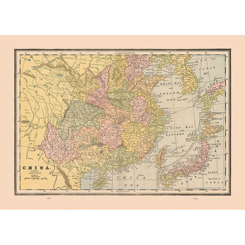 China - Cram 1888 Gold Ornate Wood Framed Art Print with Double Matting by Cram