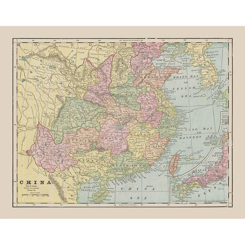 China - Cram 1892 White Modern Wood Framed Art Print by Cram