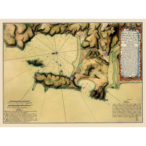 Concepcion Bay Chile South America - Juan 1782 White Modern Wood Framed Art Print by Juan