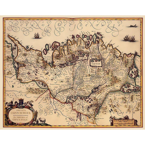 Connacht Province Ireland - Jansson 1642 Black Modern Wood Framed Art Print by Jansson