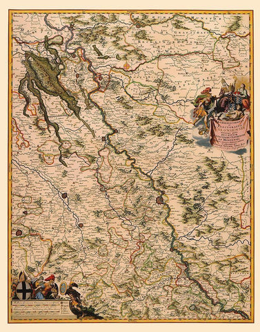 Germany - Visscher 1681 Black Ornate Wood Framed Art Print with Double Matting by Visscher