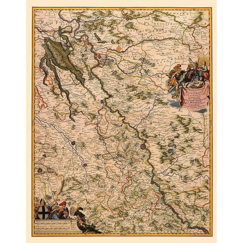 Germany - Visscher 1681 Black Modern Wood Framed Art Print with Double Matting by Visscher