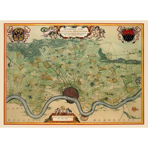 Cologne Area Germany - Visscher 1681 Black Modern Wood Framed Art Print with Double Matting by Visscher