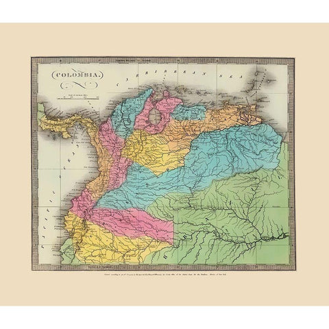 South America Colombia - Stone 1835 White Modern Wood Framed Art Print by Stone