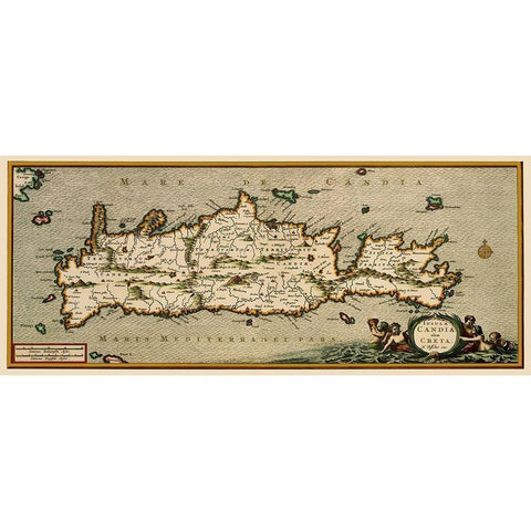 Crete Greece - Visscher 1680 Black Modern Wood Framed Art Print by Visscher