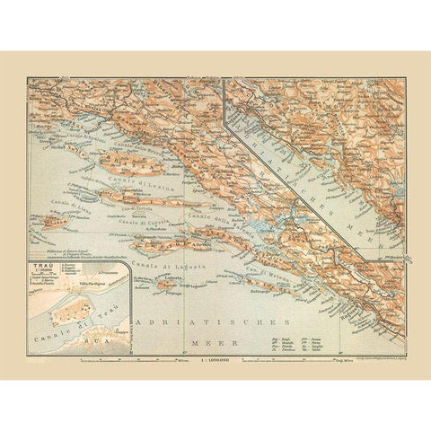 Southern Croatia Europe - Baedeker 1910 Black Modern Wood Framed Art Print with Double Matting by Baedeker