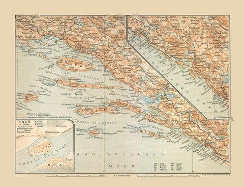 Southern Croatia Europe - Baedeker 1910 White Modern Wood Framed Art Print with Double Matting by Baedeker