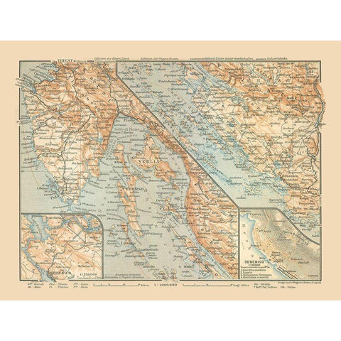 Sibenik Croatia Europe - Baedeker 1910 White Modern Wood Framed Art Print by Baedeker