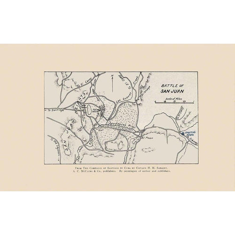 San Juan Battle Map 2 of 2 1907 Black Modern Wood Framed Art Print by McClurg