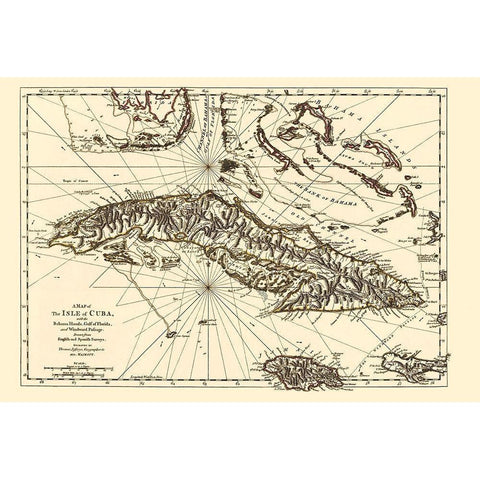 Gulf of Florida United States Bahama Islands Cuba White Modern Wood Framed Art Print by Jeffreys