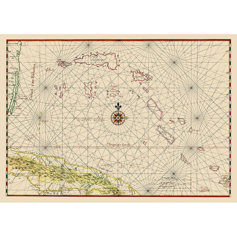 Cuba Bahamas - Vinckeboons 1650 Black Modern Wood Framed Art Print by Vinckeboons