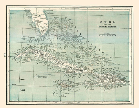 Cuba Bahamas - Rathbun 1893 White Modern Wood Framed Art Print with Double Matting by Rathbun