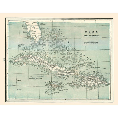 Cuba Bahamas - Rathbun 1893 Black Modern Wood Framed Art Print by Rathbun