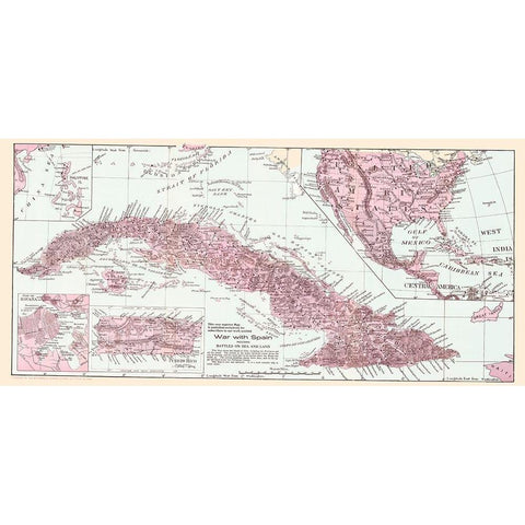 War With Spain, Cuba - 1907 Black Modern Wood Framed Art Print with Double Matting by McConnell School Supply