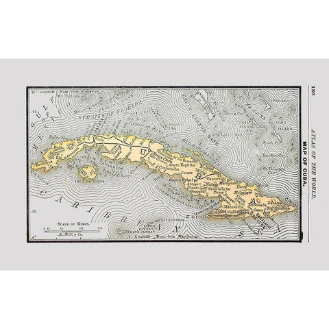 Central America Cuba Caribbean Sea - Alden 1886 White Modern Wood Framed Art Print by Alden