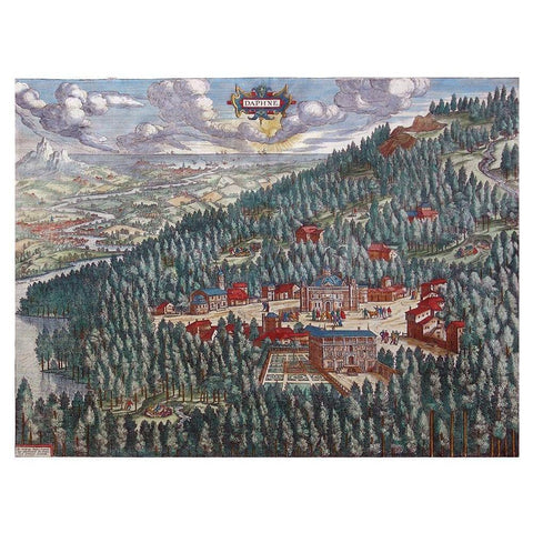 Daphne - Ortelius 1570 Black Modern Wood Framed Art Print by Ortelius