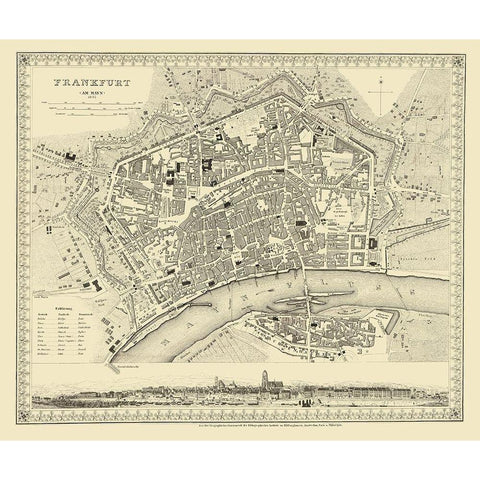 Frankfurt Germany - Meyer 1845 Black Modern Wood Framed Art Print by Meyer