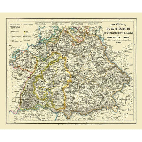 Bavaria Province Germany - 1841 White Modern Wood Framed Art Print by Unknown