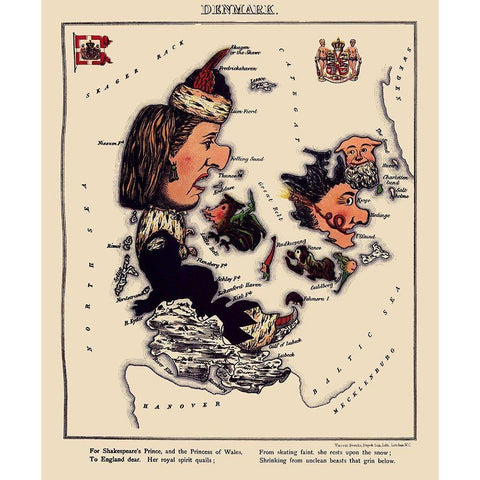 Scandinavia Denmark - Hodder 1869 White Modern Wood Framed Art Print by Hodder