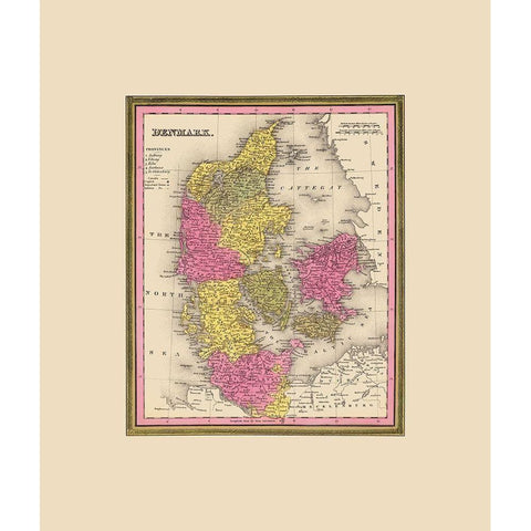 Scandinavia Denmark - Mitchell 1846 White Modern Wood Framed Art Print by Mitchell