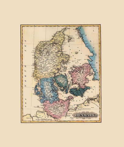 Scandinavia Denmark - Lucas 1823 White Modern Wood Framed Art Print with Double Matting by Lucas