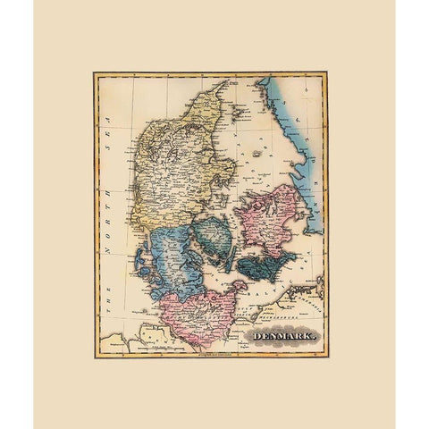 Scandinavia Denmark - Lucas 1823 Black Modern Wood Framed Art Print by Lucas