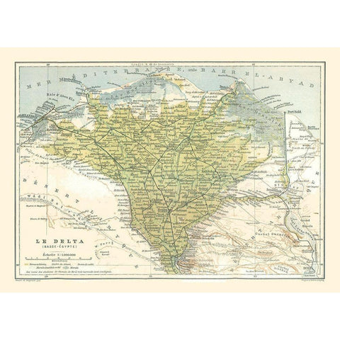 Nile Delta Egypt Africa - Baedeker 1913 Black Modern Wood Framed Art Print by Baedeker