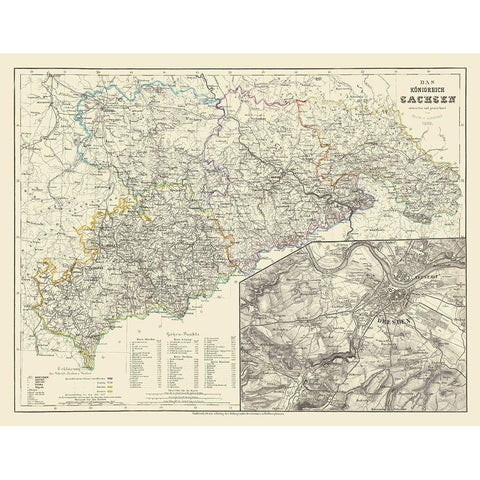 Saxony Region Dresden Germany - Radefeld 1860 Gold Ornate Wood Framed Art Print with Double Matting by Radefeld