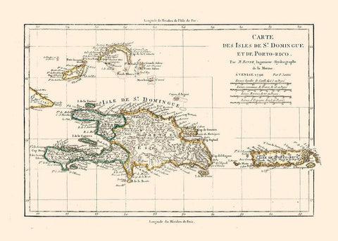 Dominican Republic Puerto Rico - Santini 1794  White Modern Wood Framed Art Print with Double Matting by Santini