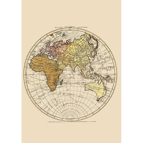 Eastern Hemisphere - Faden 1786 White Modern Wood Framed Art Print by Faden
