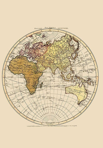 Eastern Hemisphere - Faden 1786 White Modern Wood Framed Art Print with Double Matting by Faden