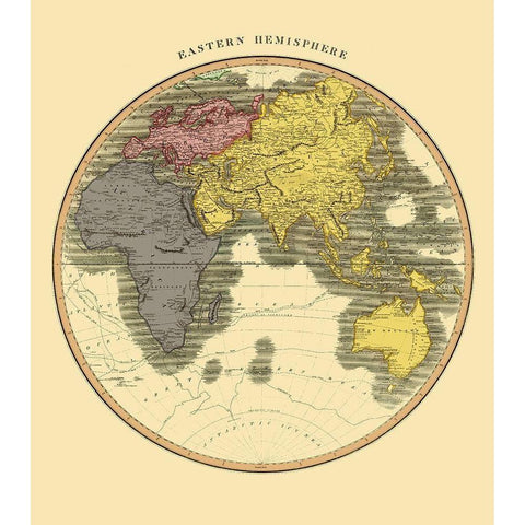 Eastern Hemisphere - Thomson 1814 Black Modern Wood Framed Art Print with Double Matting by Thomson