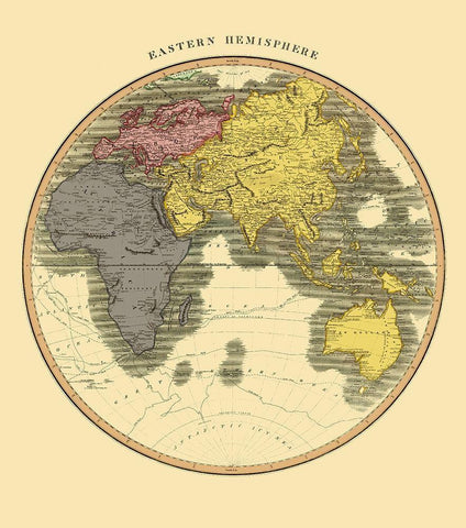 Eastern Hemisphere - Thomson 1814 Black Ornate Wood Framed Art Print with Double Matting by Thomson