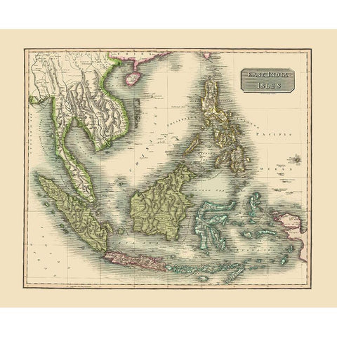 East India Isles Philippines Asia - Thomson 1814 White Modern Wood Framed Art Print by Thomson