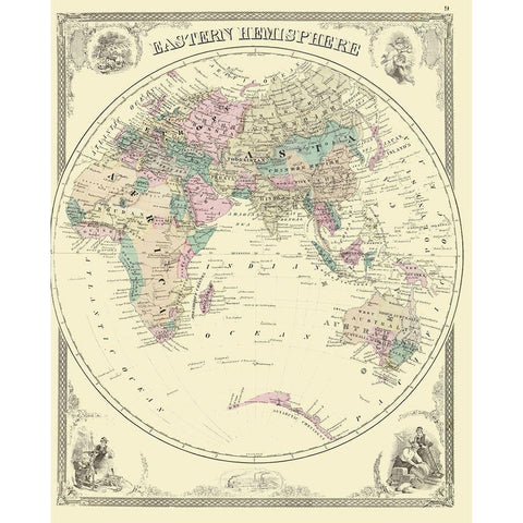 Eastern Hemisphere - Baskin 1876 Black Modern Wood Framed Art Print by Baskin