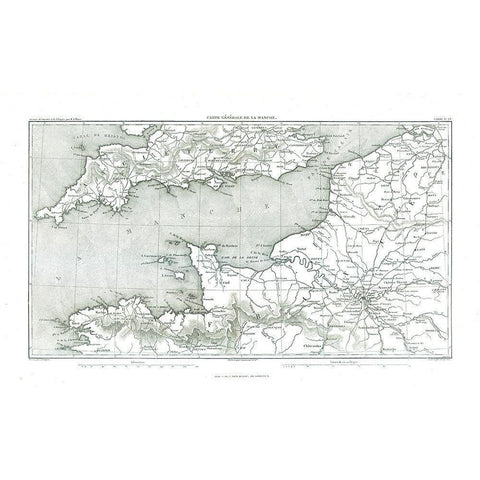 English Channel England - Thiers 1866 Gold Ornate Wood Framed Art Print with Double Matting by Thiers